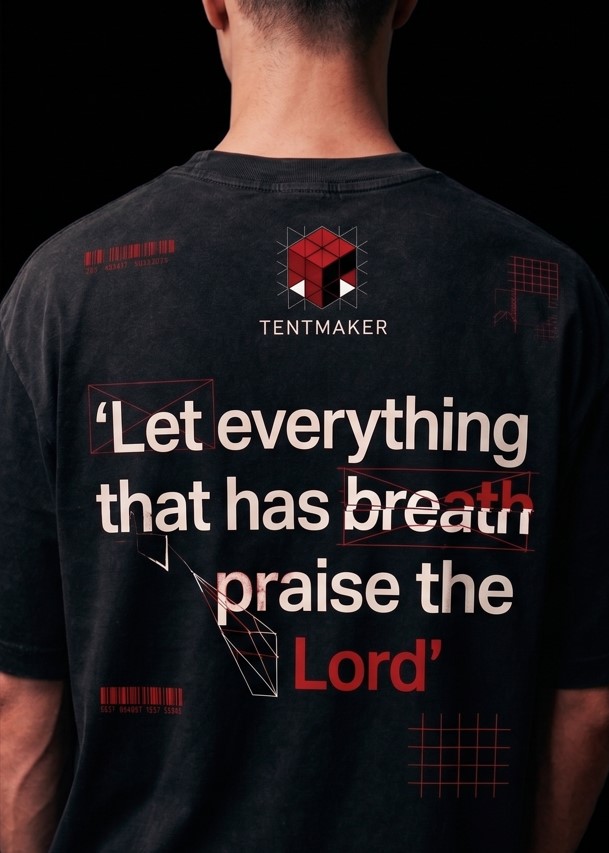 Work Is Worship tee, back, with graphic